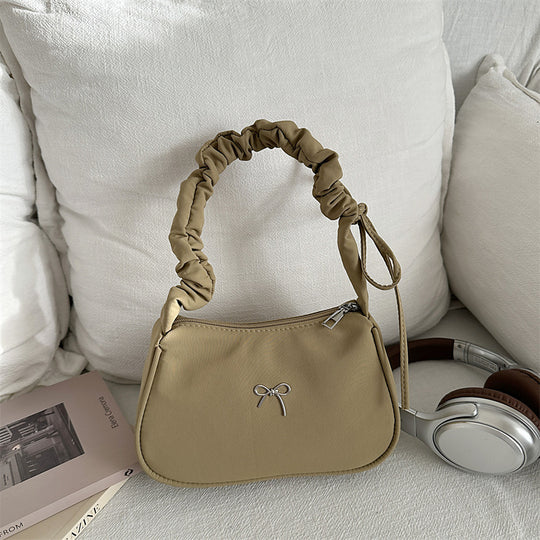 Damen elegante Schultertasche mit dekorativem Rüschengriff Nord Taschen