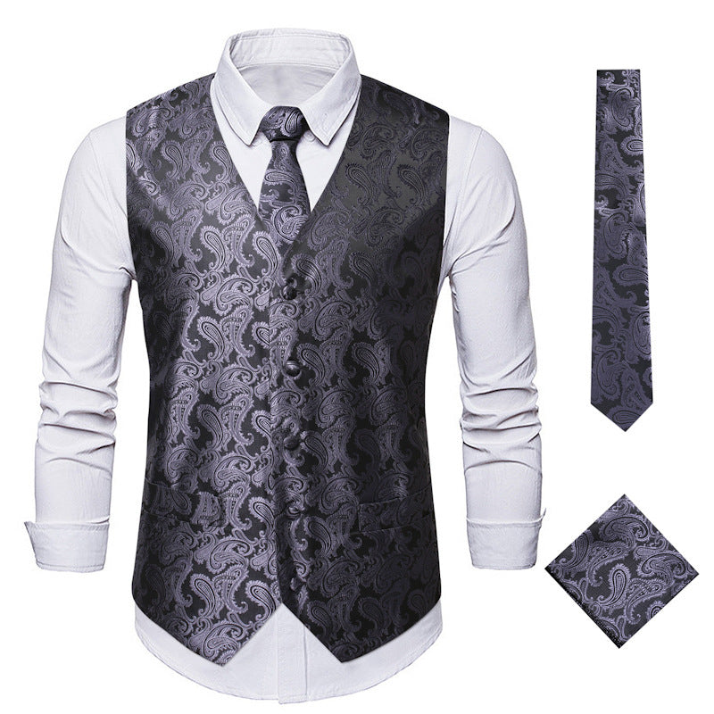 Herren elegante Anzugweste mit eleganten Paisley-Muster und passendem Zubehör Nord Taschen