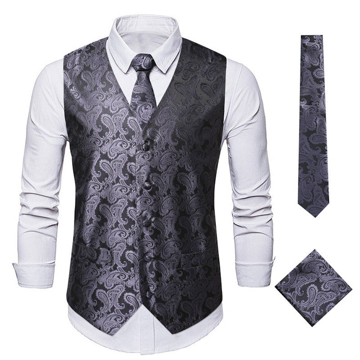 Herren elegante Anzugweste mit eleganten Paisley-Muster und passendem Zubehör Nord Taschen