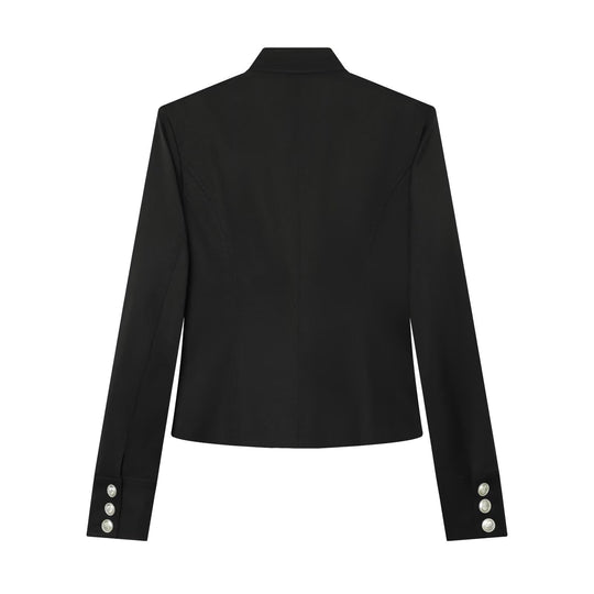 Damen Militärinspirierte Kurzjacke mit Stehkragen, Zierknopfleiste und Reißverschluss Nord Taschen