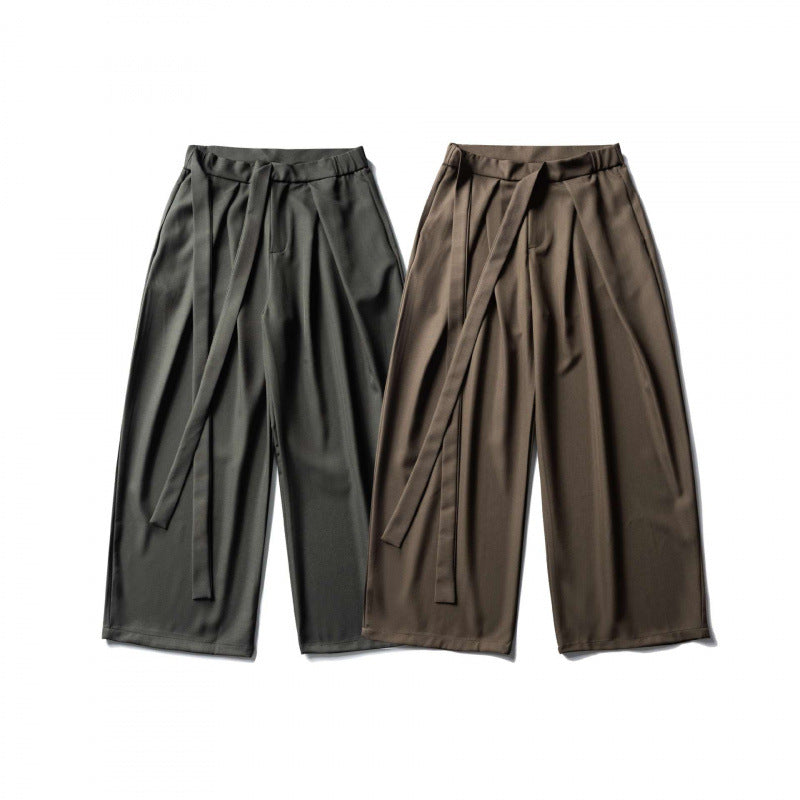Damen Weite Culotte-Hose mit hoher Taille, Bundfalten und Bindegürtel Nord Taschen