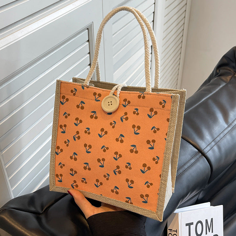Damen Jute-Tasche mit buntem Blumenmuster Nord Taschen