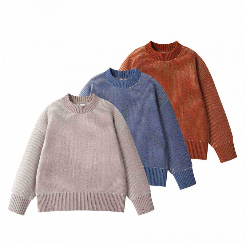 Unisex Oversize-Strickpullover mit Rundhals, Rippenstruktur und verlängertem Bund Nord Taschen