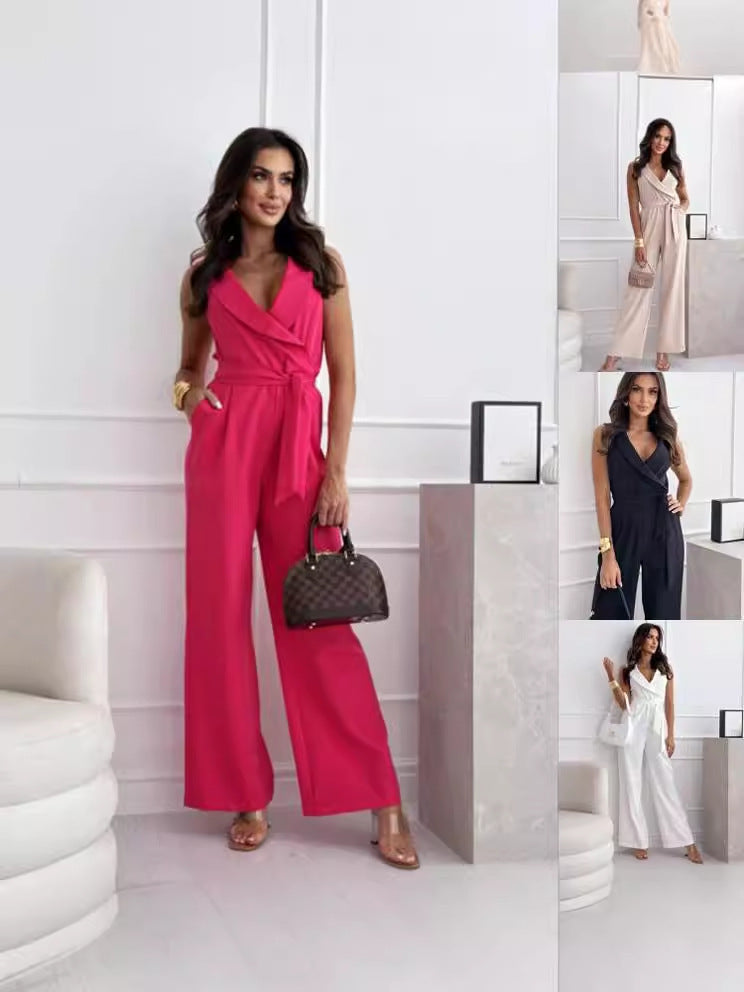 Damen Jumpsuit mit tailliertem Schnitt und Wickeldesign