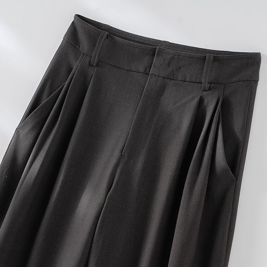 Damen Hochtaillierte Palazzo-Stoffhose mit Bundfalten, Eingrifftaschen und klarer Bügelfalte Nord Taschen