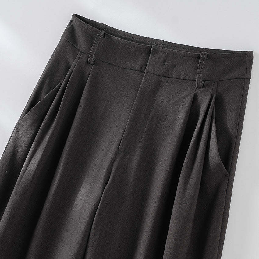 Damen Hochgeschnittene Bügelfalten-Hose mit weitem Bein, Bundfalten und Eingrifftaschen Nord Taschen