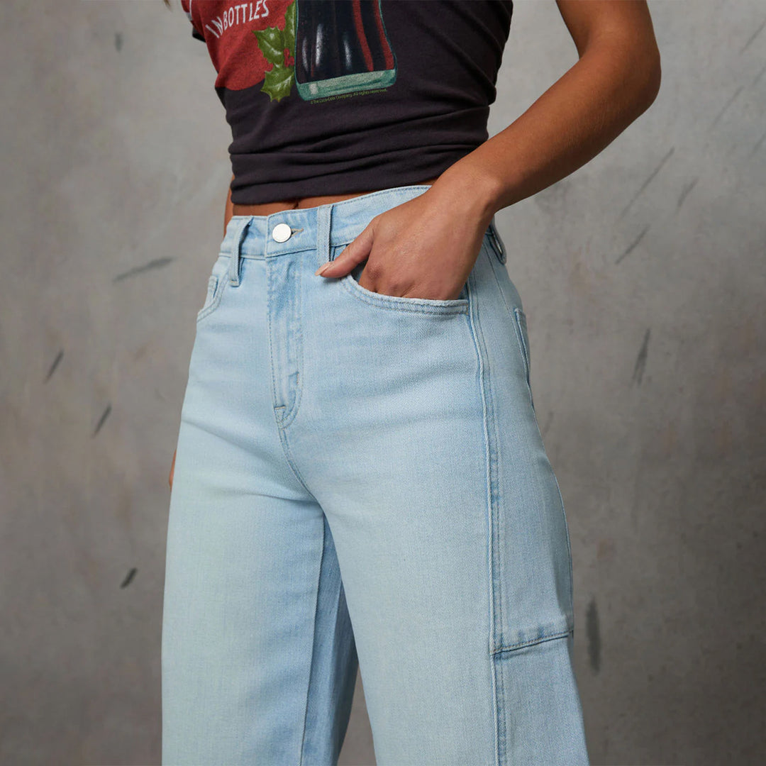 Damen High-Waist Jeans in weiter Beinform mit seitlicher Tasche Nord Taschen