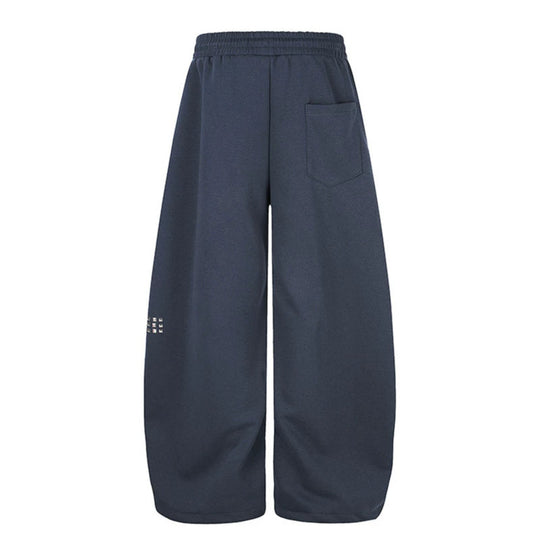 Damen Palazzo-Sweatpants im Culotte-Stil mit hohem Bund, Tunnelzug, Schriftprint und Strassbesatz Nord Taschen