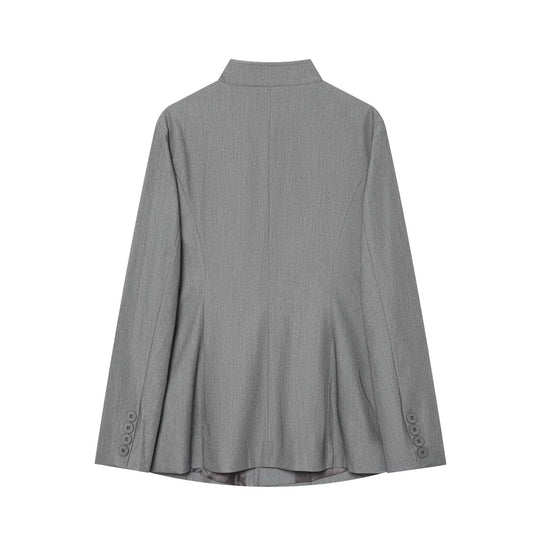 Damen Lang geschnittener Blazer mit Stehkragen und durchgehender Knopfleiste Nord Taschen