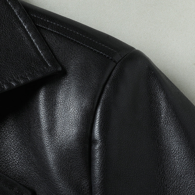 Herren Eleganter Kunstleder-Kurzmantel im Sakko-Stil mit Reverskragen Nord Taschen
