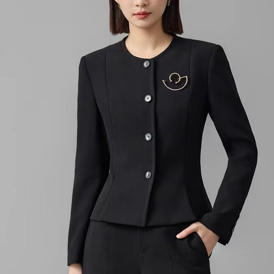 Damen Kurzblazer mit Rundhalsausschnitt und tonalen Ziernähten Nord Taschen