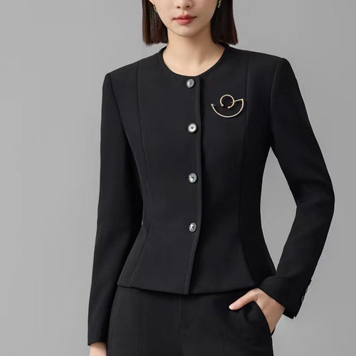 Damen Kurzblazer mit Rundhalsausschnitt und tonalen Ziernähten Nord Taschen