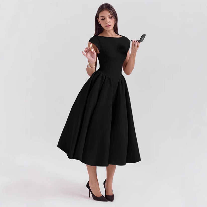 Damen Midi-Kleid mit elegantem A-Linien Schnitt und schickem Quadrat-Ausschnitt