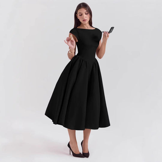 Damen Midi-Kleid mit elegantem A-Linien Schnitt und schickem Quadrat-Ausschnitt