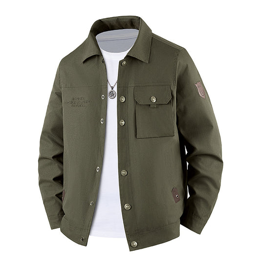 Herren Canvas-Workerjacke mit Knopfleiste, aufgesetzter Brusttasche und Hemdkragen Nord Taschen