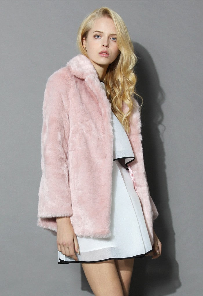Damen Kurzblouson aus softem Faux‑Fur mit offenem Schnitt und kastiger Silhouette Nord Taschen