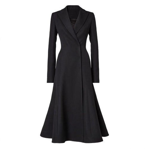 Damen taillierter Longblazer‑Mantel mit ausgestelltem Rockteil Nord Taschen