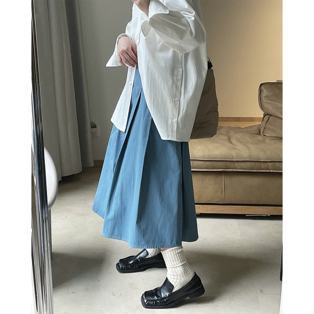 Damen Weites Midirock mit hoher Taille, Boxfalten und A-Linien-Silhouette Nord Taschen