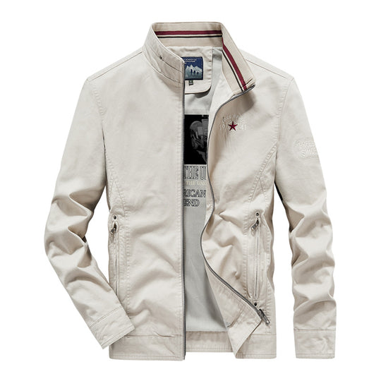 Herren Leichte Übergangsjacke mit Stehkragen, Frontreißverschluss und Innengrafik Nord Taschen