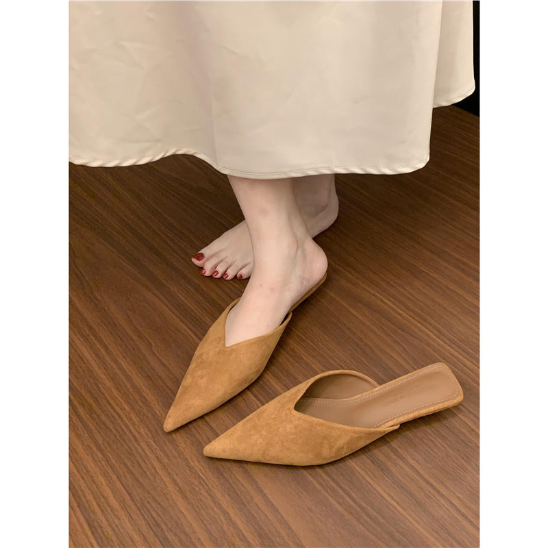 Damen spitze Mules aus weichem Veloursleder