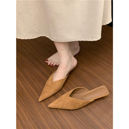 Damen spitze Mules aus weichem Veloursleder