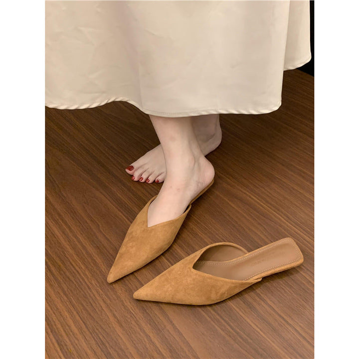 Damen spitze Mules aus weichem Veloursleder
