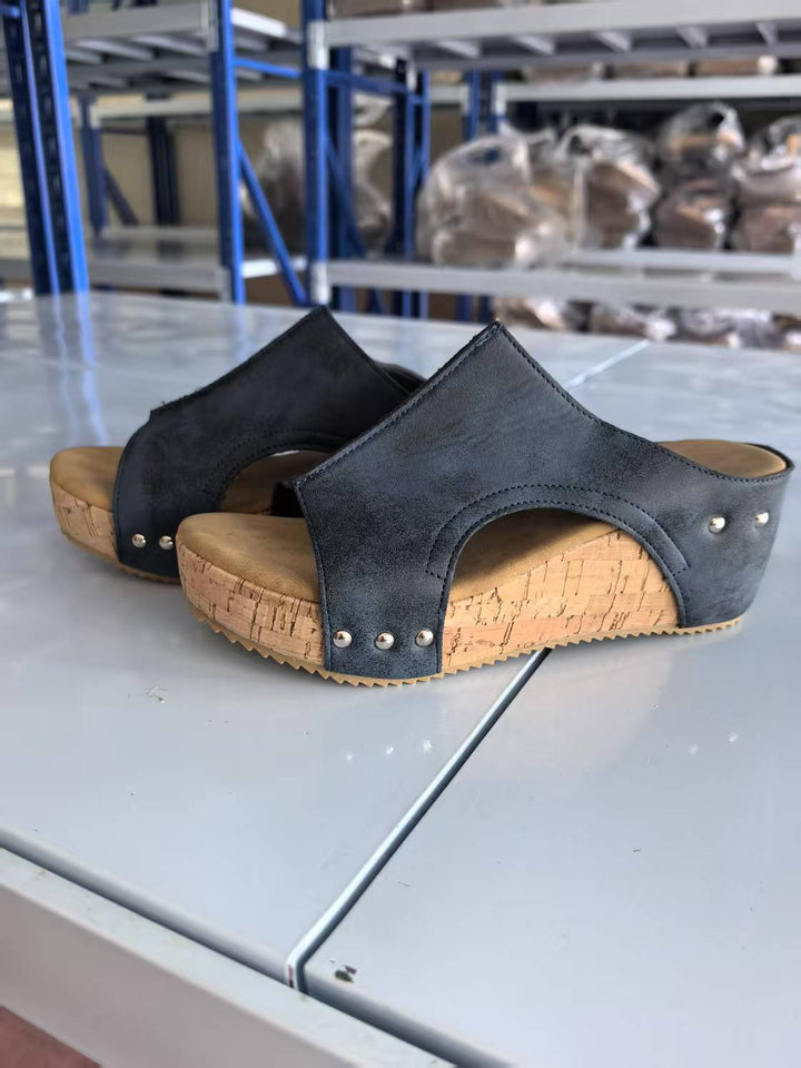 Damen Komfortable Clogs mit hochwertiger Korksohle und fugeneleganter Obermaterialstruktur