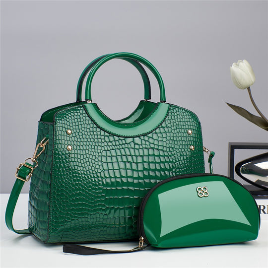 Damen moderne Handtasche mit luxuriösen Krokodilleder-Design und abnehmbarer Kosmetiktasche Nord Taschen