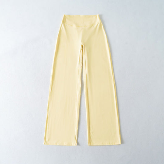 Damen Weite High Waist Loungehose aus Stretchjersey mit fließendem Schlag Nord Taschen