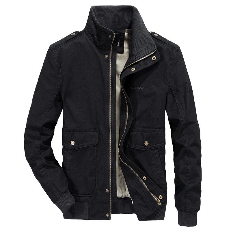 Herren robuste Canvas‑Field‑Bomberjacke mit Stehkragen, Schulterklappen und Mehrfach‑Taschen Nord Taschen
