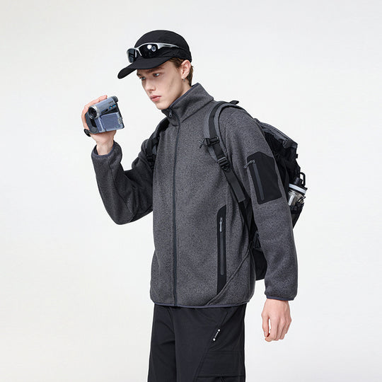 Herren Fleecejacke mit Stehkragen, verdecktem Zwei-Wege-Reißverschluss und wasserabweisenden Utility-Einsätzen Nord Taschen
