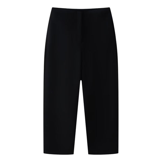 Damen Weite Cropped-Hose mit hoher Taille und elastischem Bund Nord Taschen