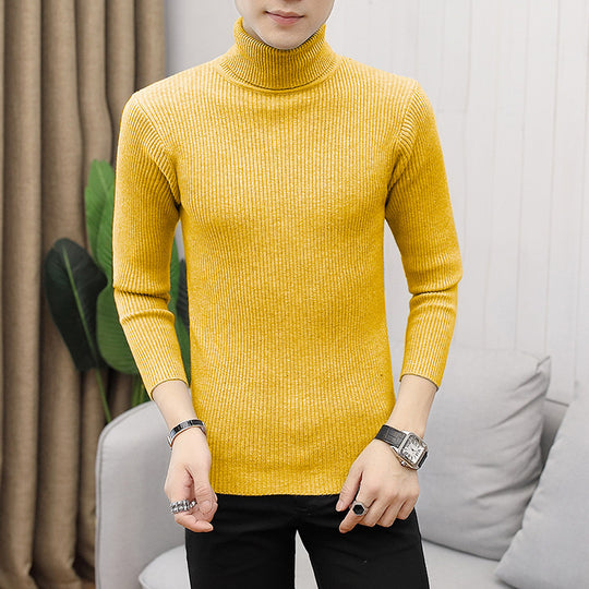 Herren Rippstrick Rollkragenpullover figurnaher elastischer Feinstrick Nord Taschen