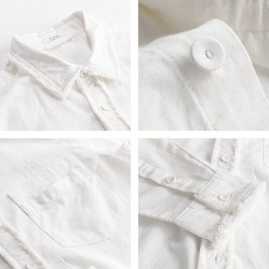 Herren Fransen-Overshirt aus Baumwollmix mit Brusttasche und Knopfleiste Nord Taschen