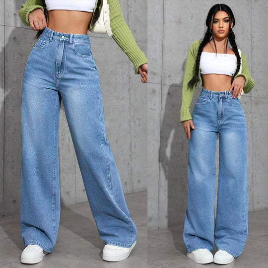 Damen High-Waist Palazzo-Jeans mit extra weitem Bein und soften Falten Nord Taschen