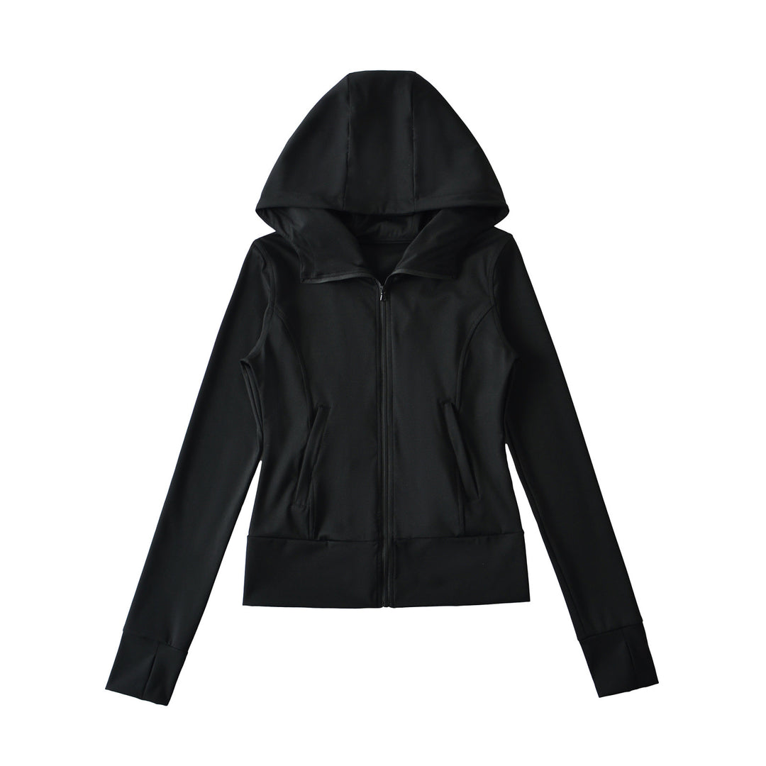 Damen Kapuzen-Sportjacke mit durchgehendem Reißverschluss, taillierter Passform und integrierten Reißverschlusstaschen Nord Taschen