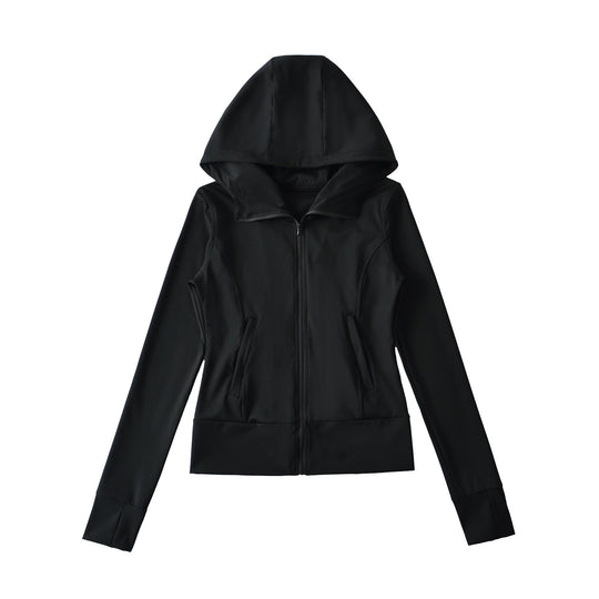 Damen Kapuzen-Sportjacke mit durchgehendem Reißverschluss, taillierter Passform und integrierten Reißverschlusstaschen Nord Taschen