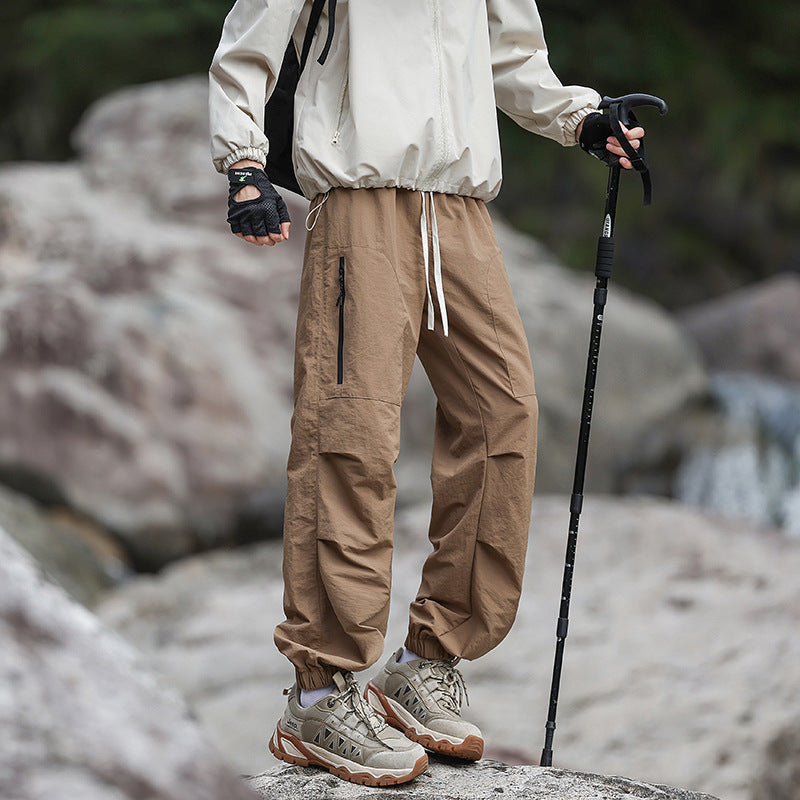Herren Leichte technische Cargo‑Trekkinghose mit Kordelbund, Reißverschlusstaschen und elastischem Saum Nord Taschen