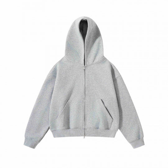 Unisex Oversize Kapuzenzipjacke aus schwerer Sweatqualität mit Zwei-Wege-Reißverschluss und Kängurutasche Nord Taschen