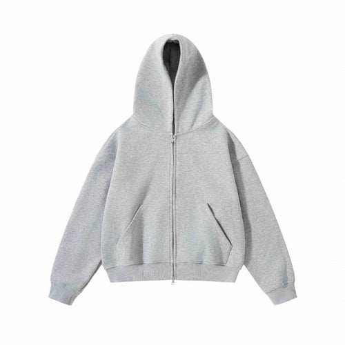 Unisex Oversize Kapuzenzipjacke aus schwerer Sweatqualität mit Zwei-Wege-Reißverschluss und Kängurutasche Nord Taschen