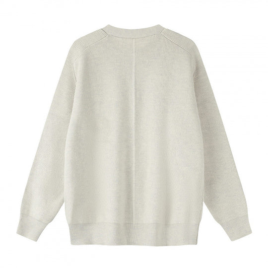 Unisex Boxiger Feinstrick-Cardigan mit Rundhals, Raglanärmeln und teilverdeckter Knopfleiste Nord Taschen