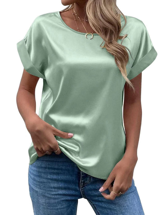 Damen Satin T-Shirt mit elegante Details
