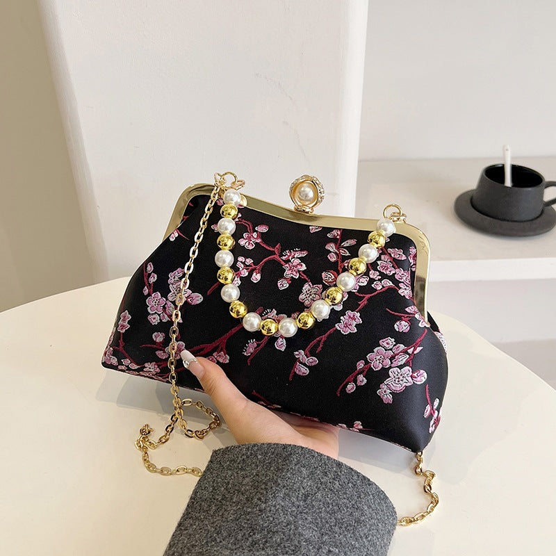 Damen stilvolle Clutch mit luxuriösem Perlenschmuck Nord Taschen