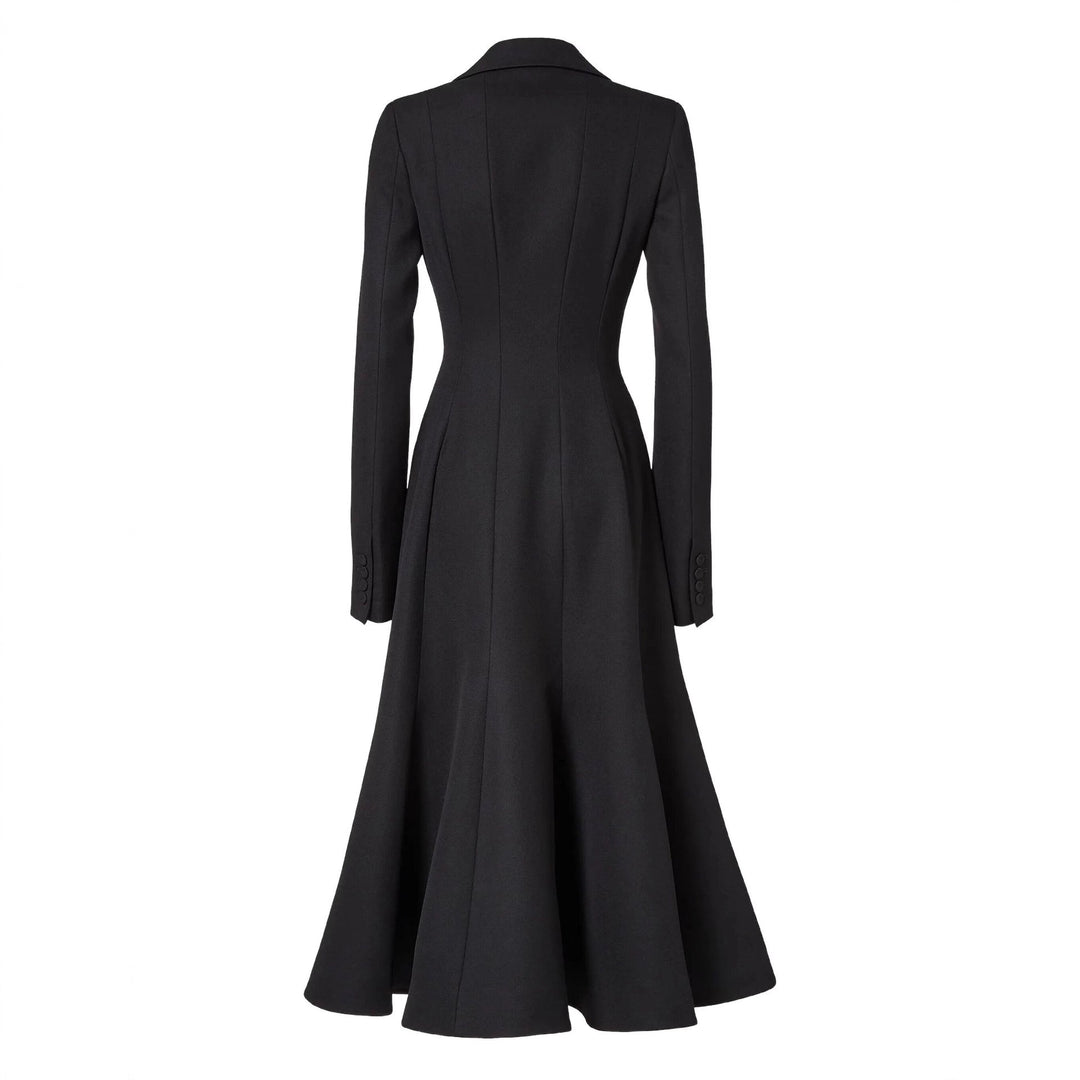 Damen taillierter Longblazer‑Mantel mit ausgestelltem Rockteil Nord Taschen