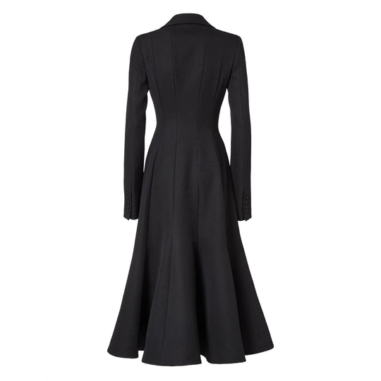 Damen taillierter Longblazer‑Mantel mit ausgestelltem Rockteil Nord Taschen