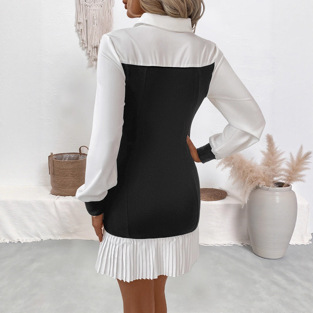 Damen Eleganter Blusen-Kleid mit gefalteten Details Nord Taschen
