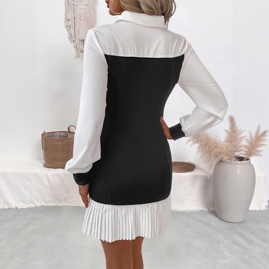 Damen Eleganter Blusen-Kleid mit gefalteten Details Nord Taschen