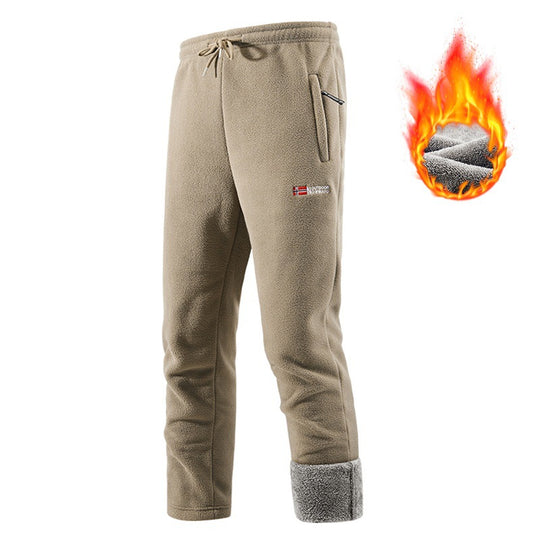 Herren Thermo-Fleece-Jogginghose mit Sherpa‑Bündchen, Kordelzug & Reißverschlusstaschen Nord Taschen