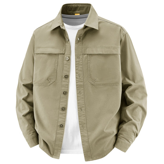 Herren Overshirt aus Baumwoll‑Twill mit zwei Brustklappen und relaxed Fit Nord Taschen