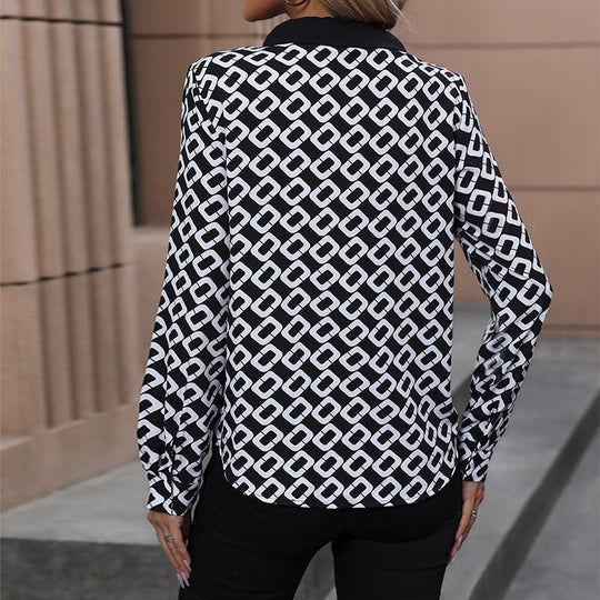 Damen Elegante Bluse mit strukturiertem Muster und Bindeband Nord Taschen